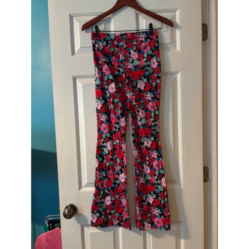 PacSun Floral Boot Cut Pants - Red and Pink